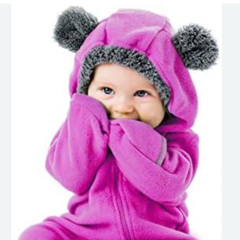 Funzie Infant Hooded Teddy Bear Fleece Onesie Bunting Purple 18-24 Months